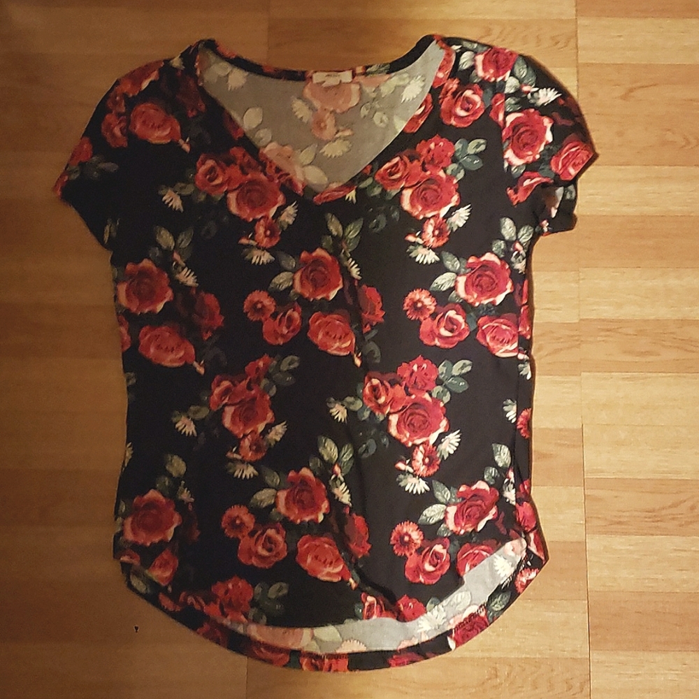 Floral Black Top